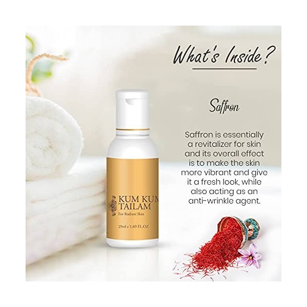 SWERA Ayurveda - Formule naturelle et pure à lhuile de kumkumadi pour le visage et la peau - Contrôle lacné, la rosacée et 