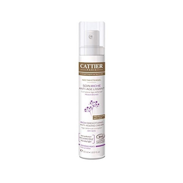 CATTIER - Soin Riche Anti-Âge Lissant - Nectar Éternel - Premières Rides - Peaux Sèches - 50ml