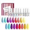 Vishine Vernis Gel Semi Permanent -12 Vernis à Ongles Gel UV LED Gel Polish Soak Off Nail Art Lot Base Top Coat & Matte Top C