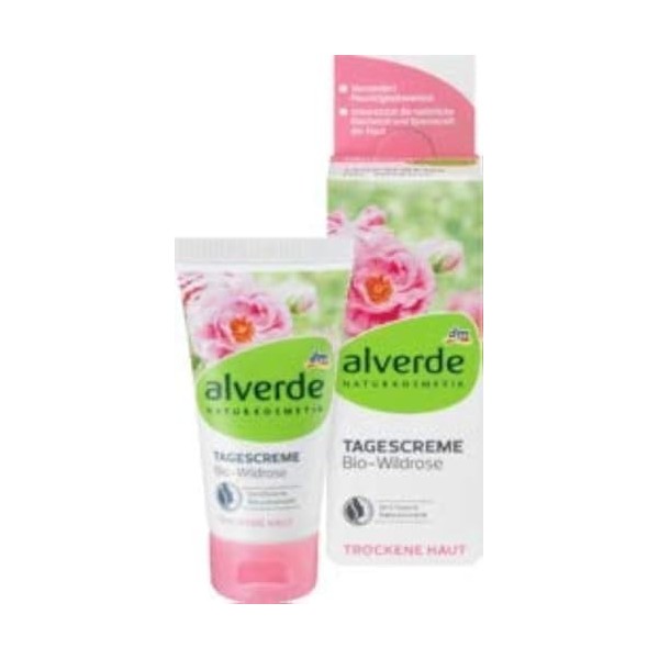 alverde Soin de jour à la rose sauvage bio, 1 x 50 ml