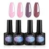 CLAVUZ Vernis Semi Permanent Vernis à ongle Gel Vernis UV LED Gel Nail Polish Varnish Nail Art Soak Off Manucure Lot de 4 - S