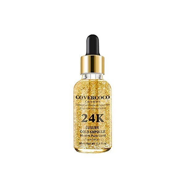 Allbesta Sérum 24k Gold Elixir Hydratant Raffermissant Anti Ageing Anti-Rides Infused Essence Oil Drops pour Le Maquillage du