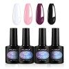 CLAVUZ Vernis Semi Permanent Vernis à ongle Gel Vernis UV LED Gel Nail Polish Varnish Nail Art Soak Off Manucure Lot de 4 - S