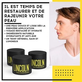 LINCOLN Crème hydratante visage pour Homme à lHuile Aloe Vera - Crème Visage Homme Enrichi de Vitamine B5 - Crème de Jour & 