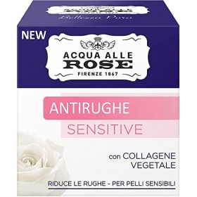 Acqua alle Rose, Crème Visage Anti-rides Sensitive avec collagène végétal et extrait de Rose, Crème Anti-rides, Doux sur la p