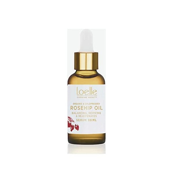 Loelle - Huile de Rose Musquée Bio 100% Pure pour le Visage à Haute Teneur en Vitamine E - Traitement Régénérant Contre lEcz