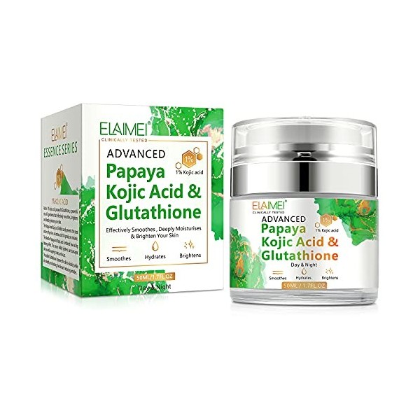 Vinimay Papaya Kojic Acid Glutathione Crème naturelle nourrissante pour la peau, taches sombres éclaircissantes, cicatrices d