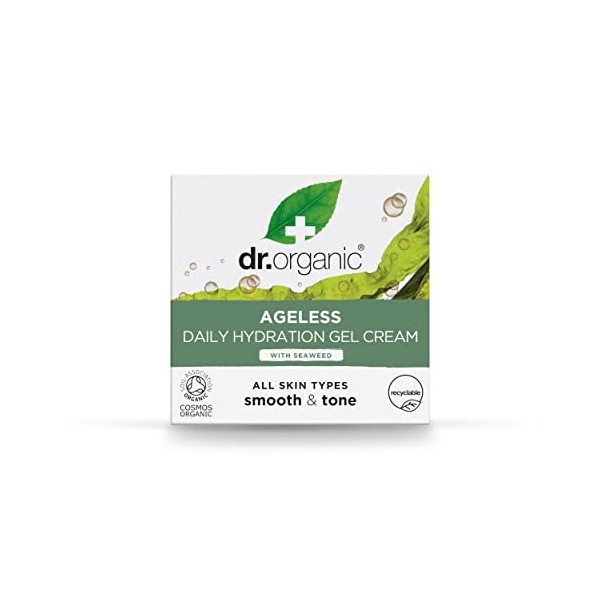 Dr Organic Ageless Daily Hydration Gel Cream with Organic Seaweed, Hydrating, Vegan, Cruelty-Free, Paraben & SLS-Free, Recycl