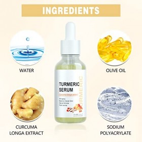 Turmeric Serum, Turmeric Dark Spot Corrector Serum, Dhuile De Peau Brillante Anti-âge Pour Le Visage, Anti-rides, Rend La Pe