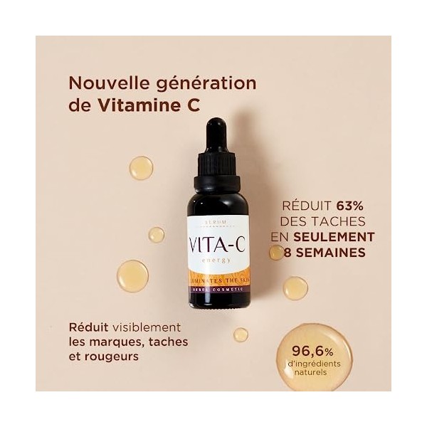 Ardaraz Sérum Vitamine C avec Acide Hyaluronique, Niacinamide et AHAs. Sérum visage anti tache visage concentré, Réduit les t