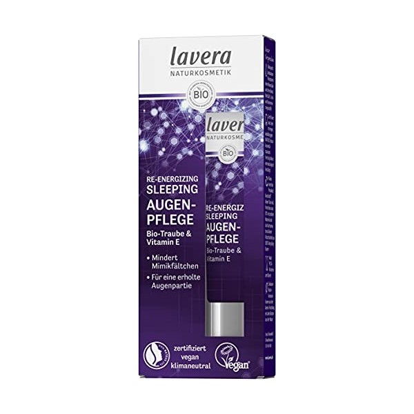 lavera Re-Energizing Sleeping Soin des yeux – Cosmétique naturel – Végétalien – Raisins bio & vitamine E – Principes actifs –