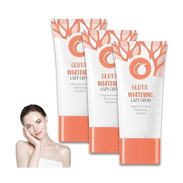 Gluta Whitening Lazy Cream, Orange Exfoliating Whitening Gel, Gluta Whitening Facial Cream Lotion Moisturizing Lazy Cream, Gl