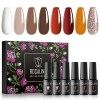 ROSALIND Vernis Semi Permanent, Rose Nude Marron Couleurs 5ml Vernis à Ongles Nail Gel Polish UV LED Soak Off Manucure Nail A