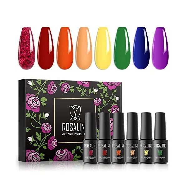 ROSALIND Vernis Semi Permanent, Rose Nude Marron Couleurs 5ml Vernis à Ongles Nail Gel Polish UV LED Soak Off Manucure Nail A