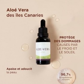 Ardaraz Sérum Visage Apaisant avec concentré 500% dAloe Vera des îles Canaries. Serum anti rides qui répare la peau des domm