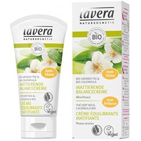 lavera crème équilibrante matifiante - crème visage au thé vert bio & calendula bio - soin équilibrant pour peaux mixtes - af