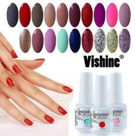 [298 Coloris disponible] Vishine Lot de 22 Flacons Vernis Gel Semi-Permanent（20 couleurs + Base Top Coat Kit Vernis à Ongles