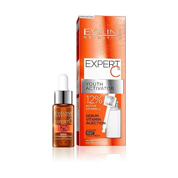 Eveline Cosmetics Expert C Youth Activator 12% Sérum Vitamine C Active Anti-Âge | 18 ml | Soin Intense Anti-Rides | Lifting D