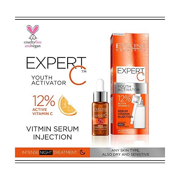 Eveline Cosmetics Expert C Youth Activator 12% Sérum Vitamine C Active Anti-Âge | 18 ml | Soin Intense Anti-Rides | Lifting D