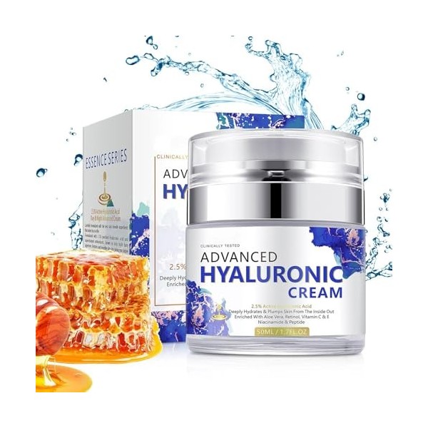 Crème à lacide hyaluronique pour le visage | Crème hydratante pour le visage | Essence faciale hydratante pour soins de la p