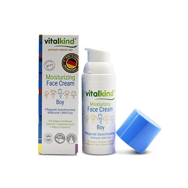 Crème hydratante pour le visage BOY vitalkind - soin naturel premium pour les enfants. Naturkosmetik premium pour les garçons