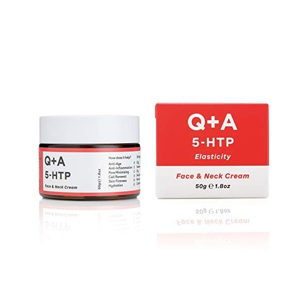 Q+A 5-HTP Crème visage et cou Hydratante pour améliorer lélasticité de la peau et la production de collagène, 50g
