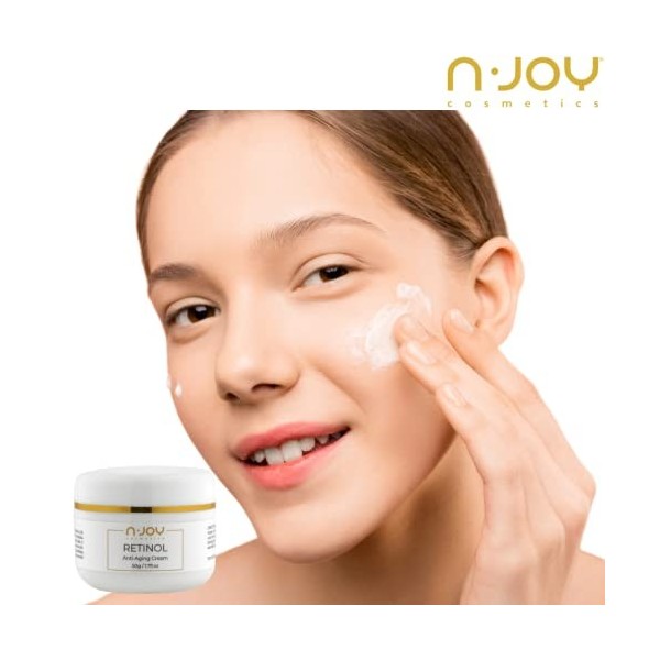 N JOY Cosmetics Crème anti-âge au rétinol - Crème Rezinol 50 ml avec Hyaluron - Crème pour le visage - Crème de jour hydratan