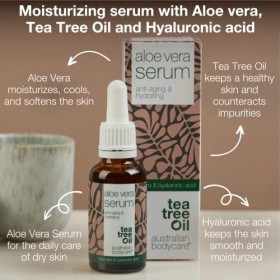 Sérum à laloe vera avec vitamine C + acide hyaluronique + vitamine E + vitamine F - Sérum pour le visage 100% végétalien pou