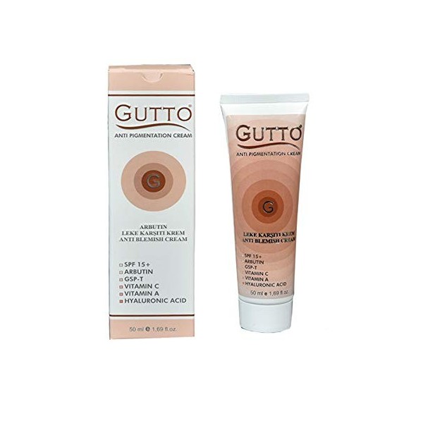 Gutto - Crème Dépigmentante anti-taches de Vieillissement - Avec filtre SPF15+ - Acide Hyaluronique, Vitamines A & C