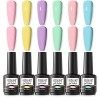 ROSALIND 15ml Vernis Semi Permanent Nude Rose Vert Gris Vernis à Ongles Gel Soak off pour UV LED, 6 Couleurs Nail Art Kit Ver