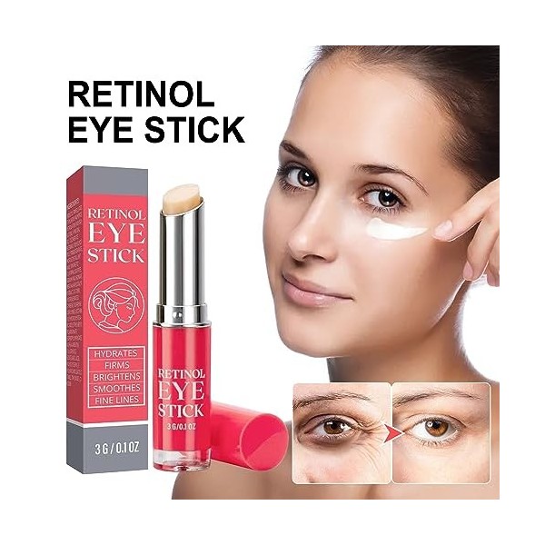 Ninge Lot de 2 bâtonnets pour les yeux au rétinol - Soin hydratant pour les yeux - Crème anti-âge - Pour gonflements et poche