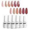 Vishine Vernis Semi Permanent Vernis à Ongles Gel Blanc Pink Taupe Couleur Soak Off UV LED Art Manucure Kit 6Pcs Nail Art