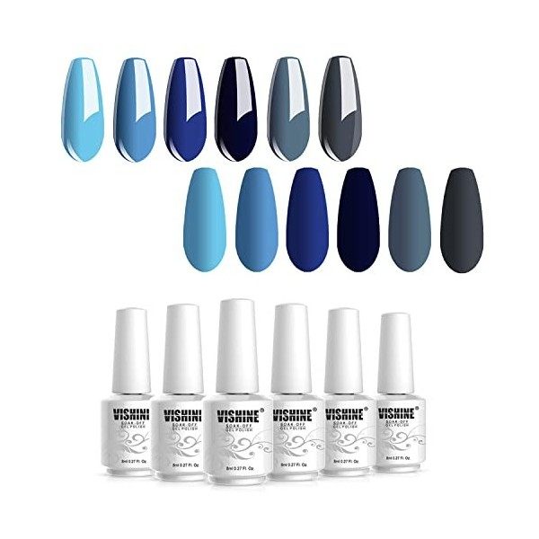 Vishine Vernis Semi Permanent Vernis à Ongles Gel Blanc Pink Taupe Couleur Soak Off UV LED Art Manucure Kit 6Pcs Nail Art