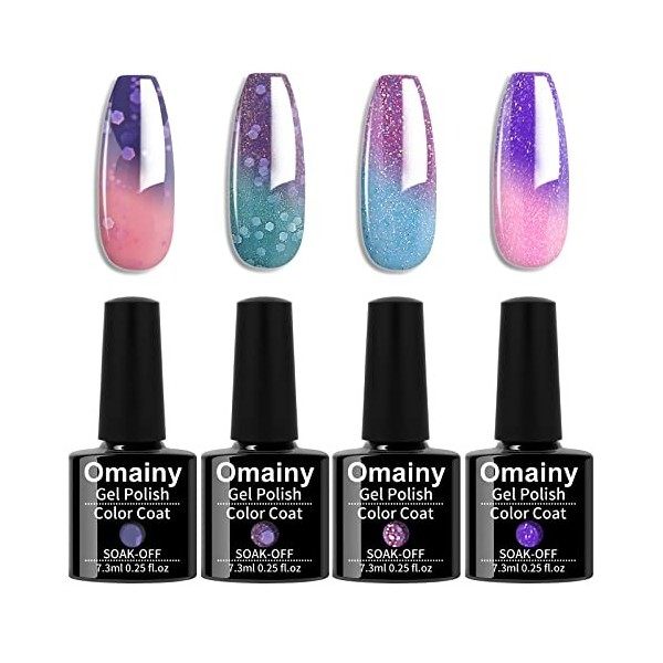 Omainy Vernis Semi Permanent Cameleon Kit Vernis Semi permanent Change de Couleur Vernis Thermique Vernis à Ongle UV LED pour