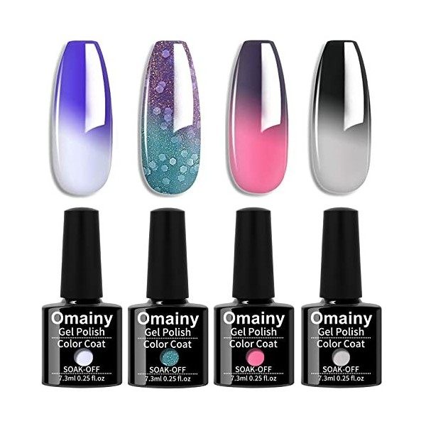 Omainy Vernis Semi Permanent Cameleon Kit Vernis Semi permanent Change de Couleur Vernis Thermique Vernis à Ongle UV LED pour