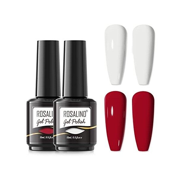 ROSALIND Vernis Semi Permanent Base Coat Top Coat 15ml Vernis à Ongles Couche de Base et Couche de Finition Vernis Semi Perma