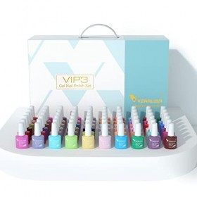 VENALISA Lot de 65 vernis à ongles en gel avec base et top coat, soak off UV LED pour nail art, débutant et salon…