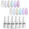 Vishine 16ml Vernis à Ongles Semi-permanent Nacré,Vernis Gel Pailleté Glitter Drawing Nail Gel Soak Off UV avec Fil Shell pou