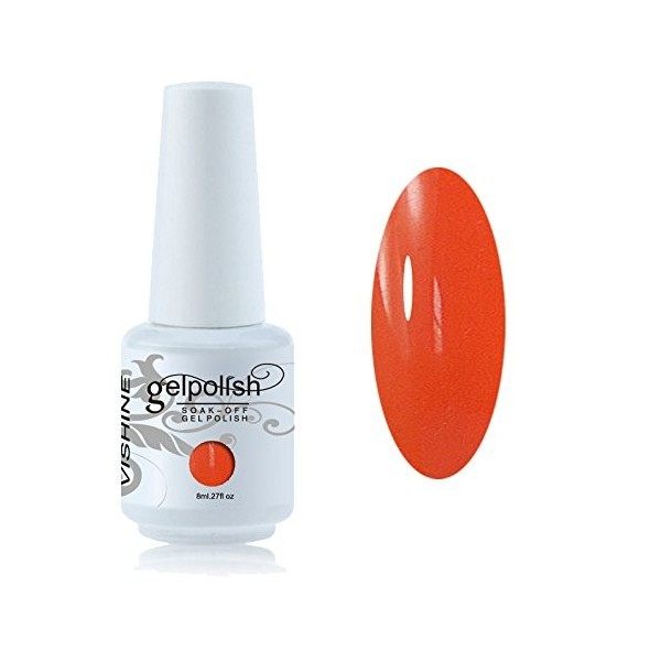 Vishine Vernis à ongles 8ml Semi-permanent Soak-off UV LED Gel Polish Manucure Base Top Coat Orange 1462