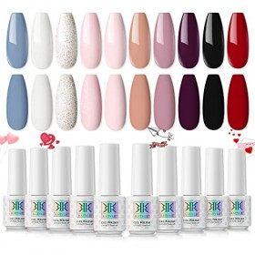 RSTYLE Vernis Semi Permanent, 10PCS Nu Rose Rouge Blanc Vernis à Ongles Gels Semi-Permanents Lot, UV LED Nail Polish Pastel S