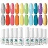 RSTYLE Vernis Semi Permanent, 10PCS Nu Rose Rouge Blanc Vernis à Ongles Gels Semi-Permanents Lot, UV LED Nail Polish Pastel S