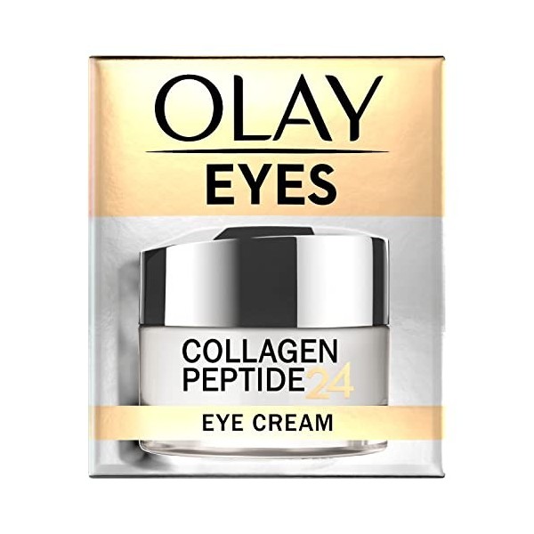 Olay Crème contour des yeux en peptide de collagène 24 sans parfum pour une peau éclatante en 14 jours, 15 ml