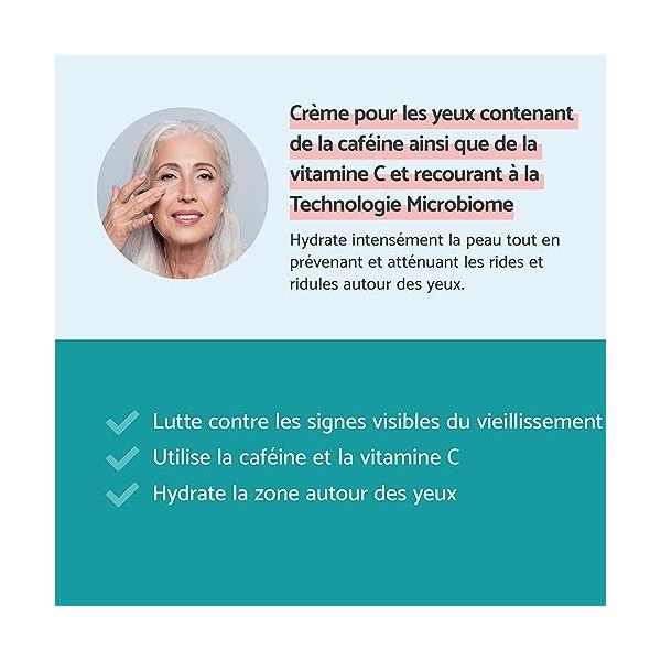 Remescar Crème des Yeux 15ml – Creme de Jour - Caféine et Vitamine C pour Réduire les Signes du Vieillissement Comme les Ride