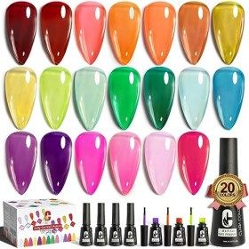 Clara Colors Vernis à ongles en gelée de cristal, UV Nail Polish Nude Pink Mint Blue Caramel Green Transparent Neon Colors Je