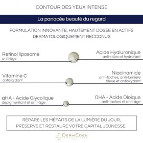 DermEden - Contour des yeux intense 15 ml - Agit sur les rides, les taches et le relâchement cutané - Respecte la fragilité d