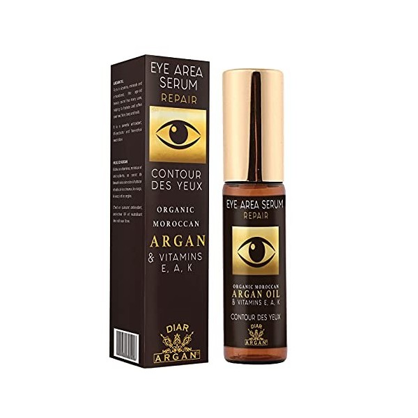 Contour des yeux, Argan 100% Naturelle Bio & Vitamine E, A, K, 10 ml