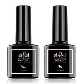 ab gel Gel Top Coat Gel Vernis à Ongles, 2pcs 7,5 ml Base de Vernis à Ongles en Gel Clair et Top Coat, Soak Off LED/UV No Wip