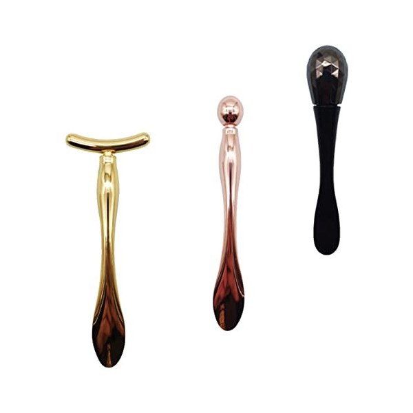 FRCOLOR Mini Masseur Oculaire Anti-Âge Rouleau Facial Ionique Spatule En Métal Cuillère De Massage Soins De La Peau Équipemen