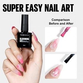 TOMICCA Clear Blooming Gel, 8ml Soak Off UV LED Vernis Gel pour Effet Détalement, Marbre Magique Aquarelle Fleur Blooming Ve