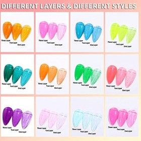 12 Couleurs Vernis à ongles en gelée UV/LED Gel Cristal Transparent Fluorescent Rose Jaune Bleu pour Nail Art Manucures